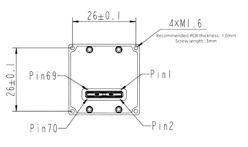 NLIR1280L Thermal Camera Cores Hirose 70pin Connector Layout