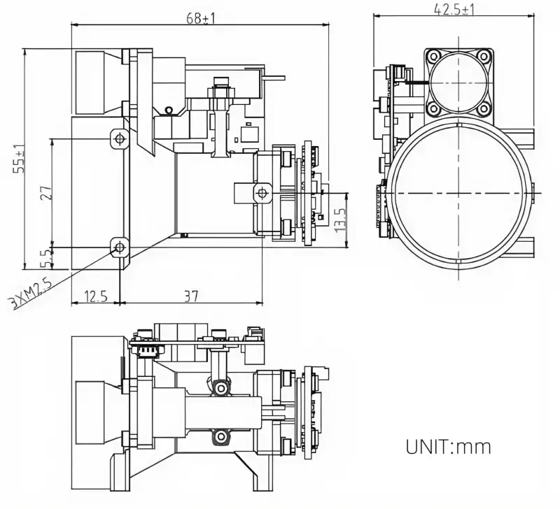 NLM8000A 8km strategic laser ranging module Dimensions and Optical Interface