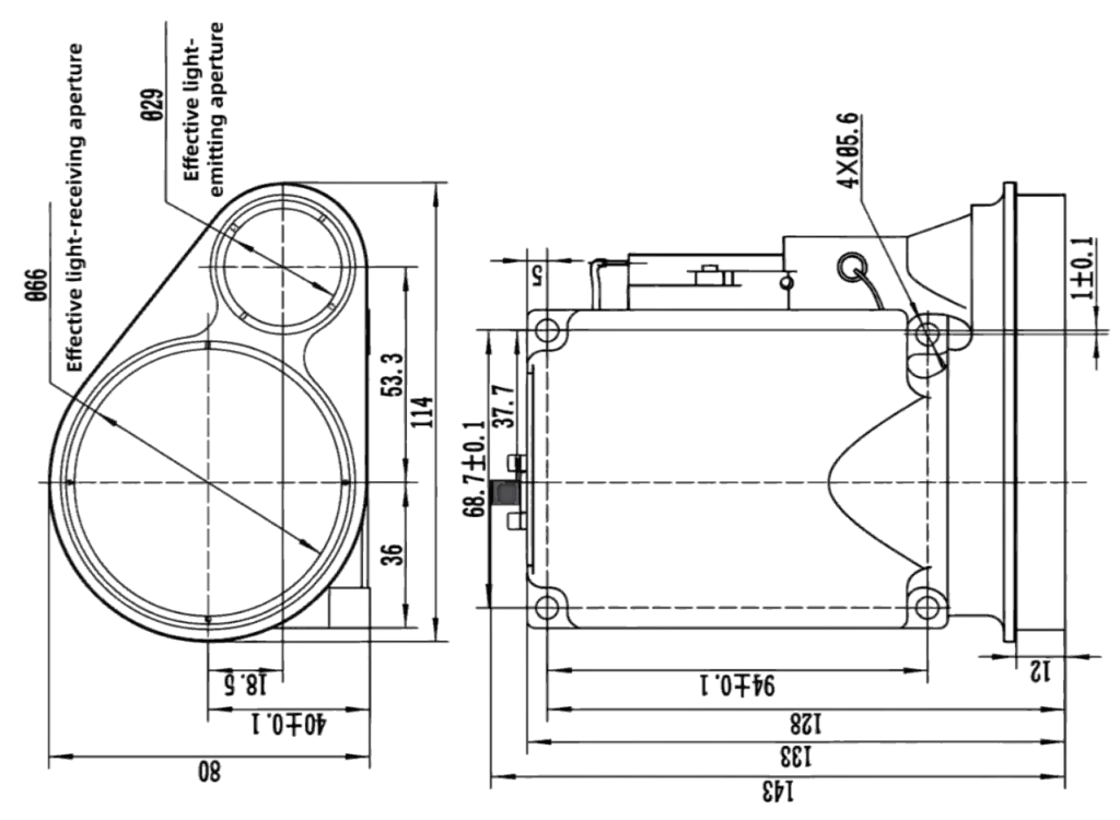 3km Anti-Drone Laser Sensor Dimensions, Optical Interface, and Electro-Optical Payload Blueprint