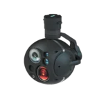 NTPOD125B dual-channel electro-optical sensor pod mounted on a commercial multi-rotor unmanned aerial vehicle for industrial corridor mapping and emergency search-and-rescue.