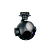 Industrial UAV airborne payload in action: long range tracking electro-optical pod executing grid thermal inspection and automated vector tracking over utility corridors.