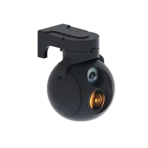 NTPOD80 Miniature Electro-Optical Sensor integrated on an industrial multi-payload drone for specialized corridor mapping and emergency search-and-rescue operations.