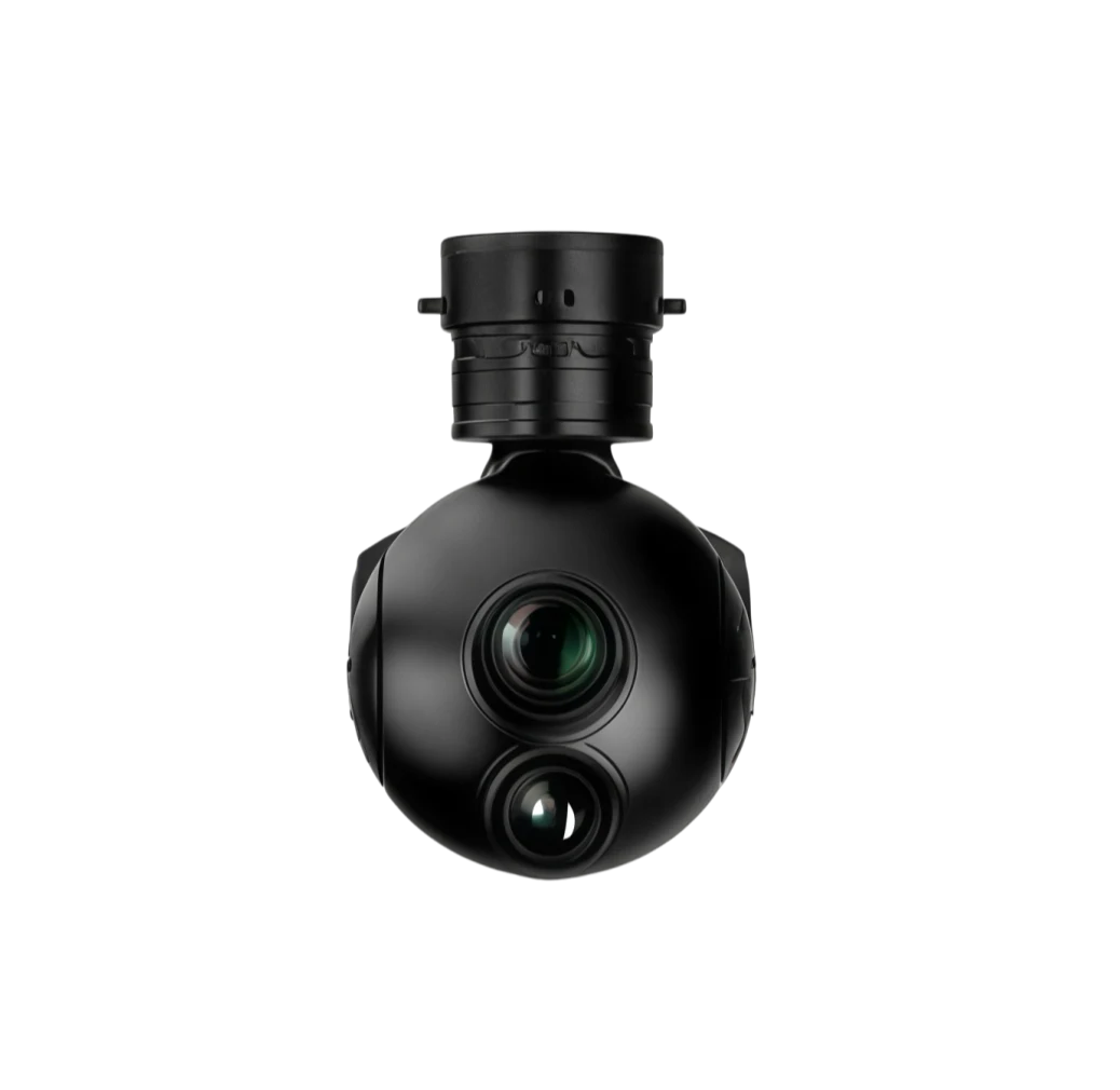 NTPOD100 uncooled LWIR Thermal Pod with 640×512 12um infrared core and 10X optical tracking visible camera for commercial UAV payloads.