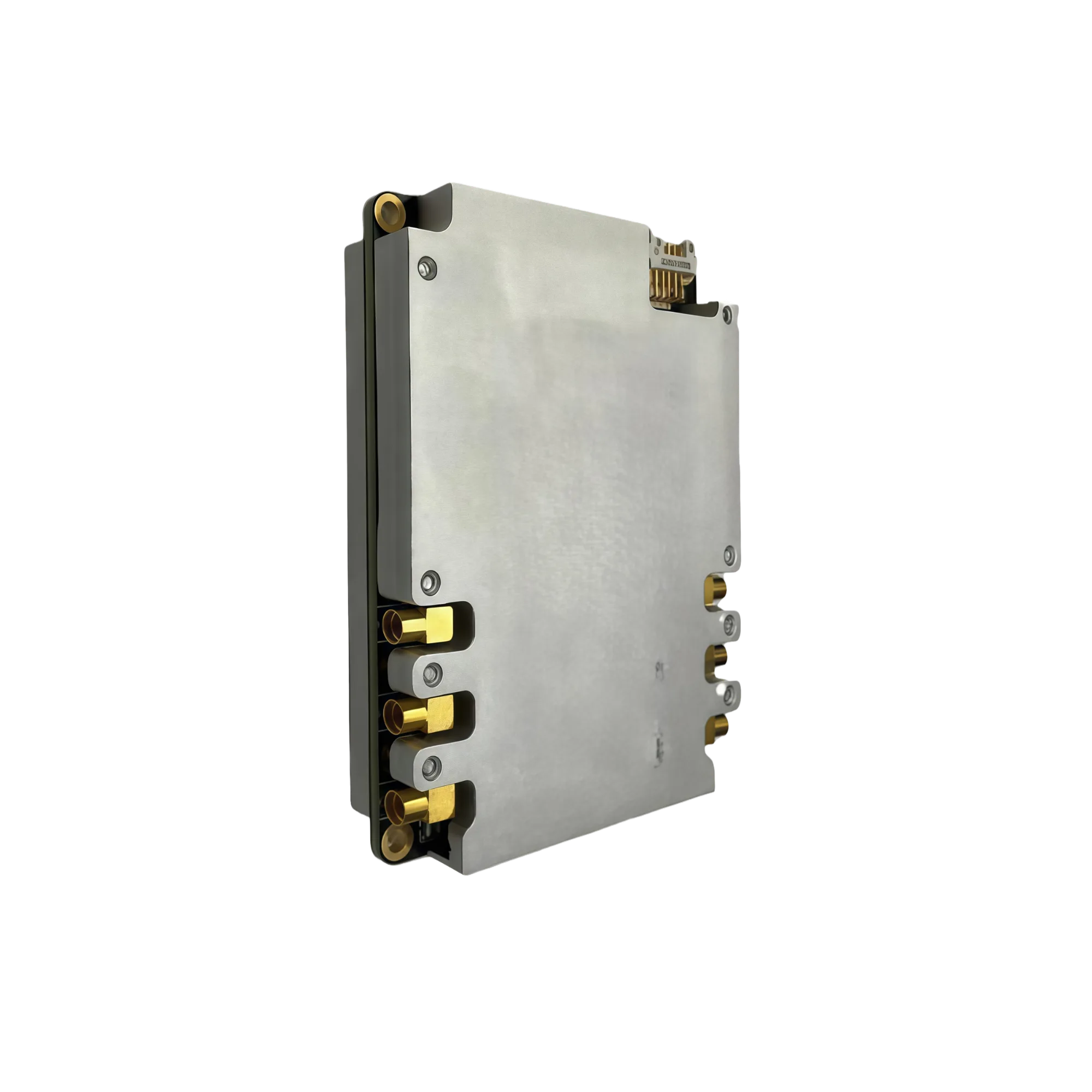 NTAJB 4-Channel GNSS Anti-Jamming Processor module featuring a miniature lightweight enclosure with specialized RF coaxial interface alignments.