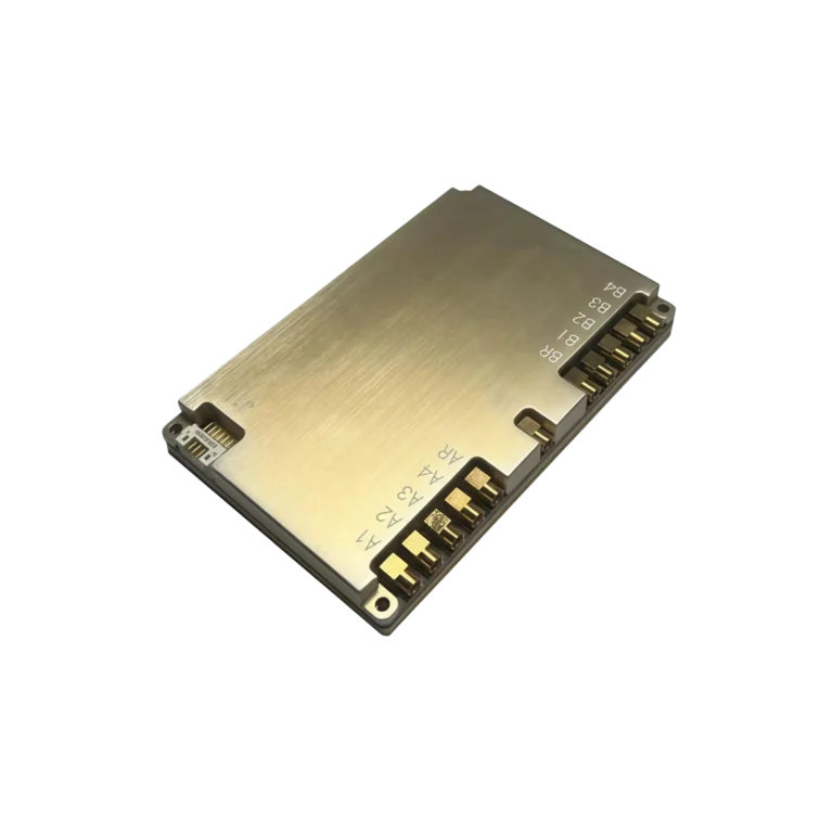NTHAB dual-frequency GNSS anti-jamming processor module highlighting multi-channel coaxial RF terminal configurations labeled for antenna array inputs.