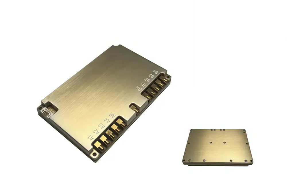 NTHAB dual-frequency GNSS anti-jamming processor module highlighting the compact metallic cover with 8-channel array connector pins and J30J-9ZKP port.