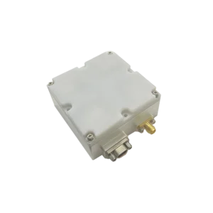NTTIM Ultra-Miniature GNSS Anti-Jamming Terminal showcasing integrated 4-element antenna array enclosure with ruggedized J30J-9ZKP connector and SMA interface.